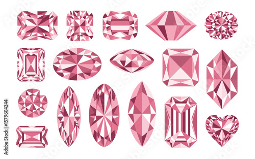 Variety of Pink Gemstone Cut Illustrations