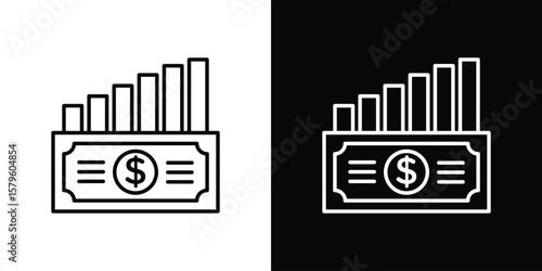 capital gain icon vector symbols pack in black and white lines