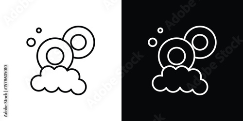 Washing dishes icon vector symbols pack in black and white lines