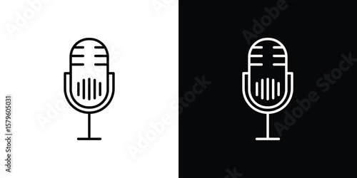 Voice recognition icon vector symbols pack in black and white lines