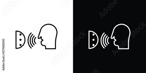Voice control icon vector symbols pack in black and white lines