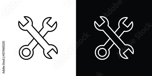 Tools icon vector symbols pack in black and white lines