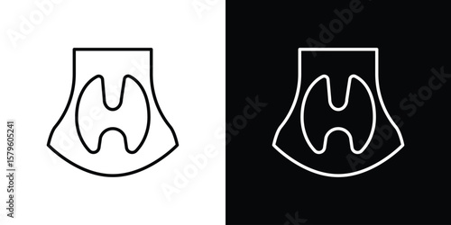 Thyroid icon vector symbols pack in black and white lines