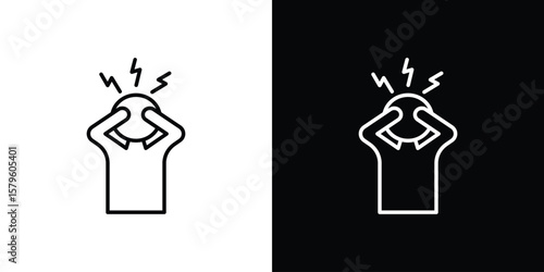Stress icon vector symbols pack in black and white lines