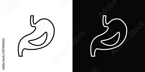 Stomach with Liquids icon vector symbols pack in black and white lines
