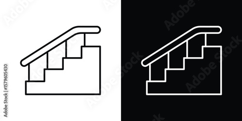 Stairs icon vector symbols pack in black and white lines