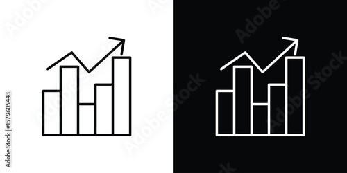 Stagflation icon vector symbols pack in black and white lines