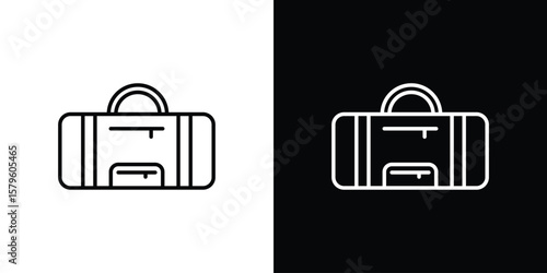 Sports bag icon vector symbols pack in black and white lines