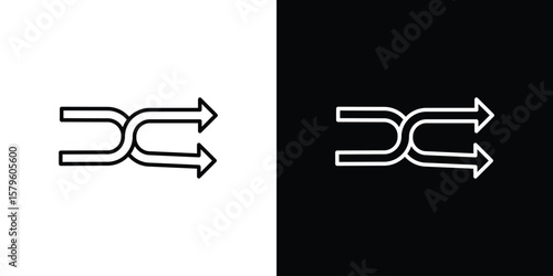 Shuffle icon vector symbols pack in black and white lines
