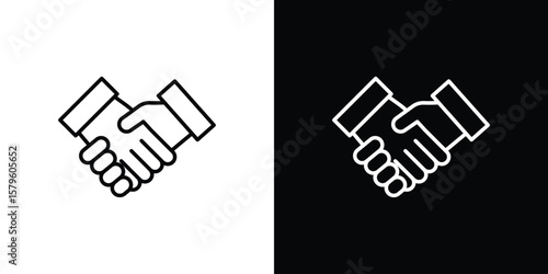 Shake hands icon vector symbols pack in black and white lines