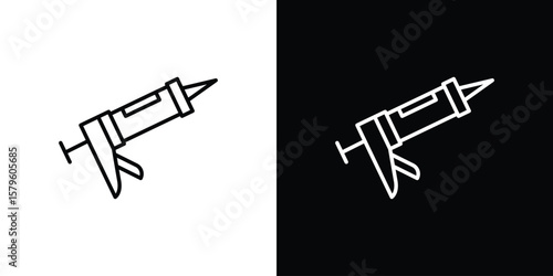 Sealants gun icon vector symbols pack in black and white lines