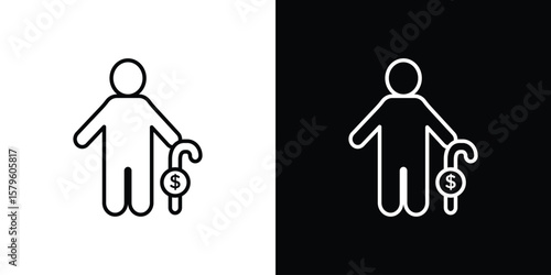 Retirement icon vector symbols pack in black and white lines
