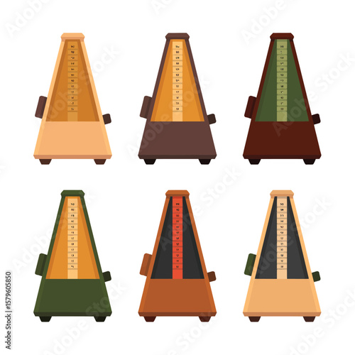 Set of Vintage Metronomes in Different Colors