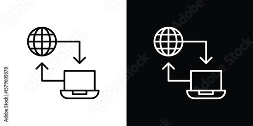 Remote Access icon vector symbols pack in black and white lines