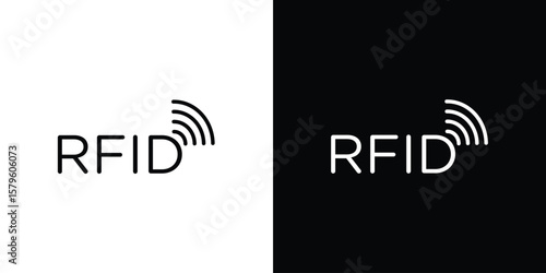 RFID icon vector symbols pack in black and white lines