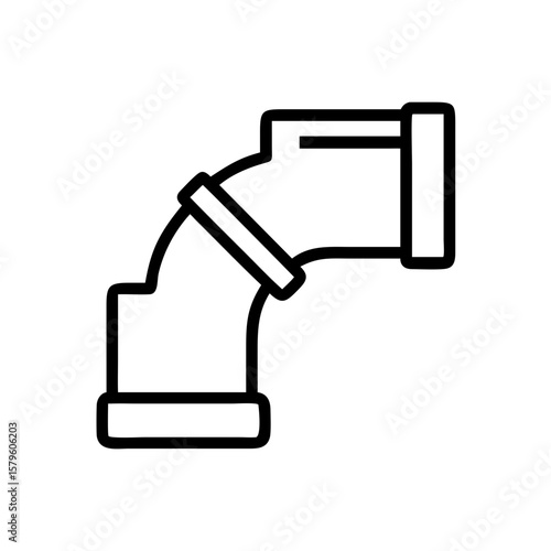 Pipe fitting illustrates plumbing equipment and connecting segments for gas or water transport. Pipe fitting depicts part of pipeline with joints and flange in black outline.