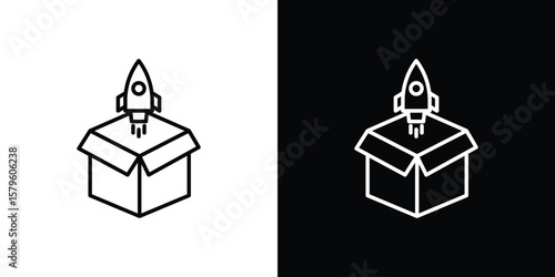 Product release icon vector symbols pack in black and white lines