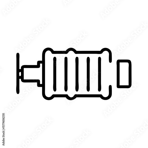Radiator icon with detailed structure of pipes and valves as an element for heating systems. Radiator icon shows cooling or warming, an emblem of temperature control and internal atmosphere.