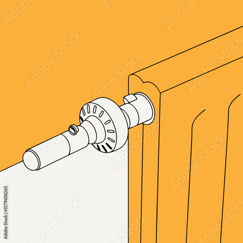 Radiator temperature controller, showcasing equipment for controlling heating levels in residential settings. Temperature controller allows adjustment of warmth in room