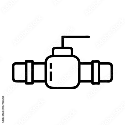Depiction of a pipe valve, showcasing plumbing fixture with connections for pipelines and water systems. Pipe valve represents control of water flow and industrial solutions
