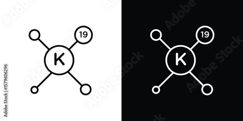 Potassium icon vector symbols pack in black and white lines