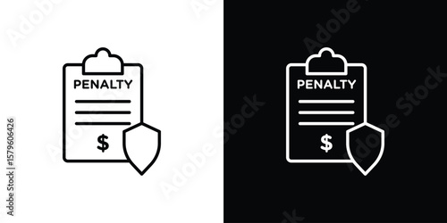 Penalty icon vector symbols pack in black and white lines
