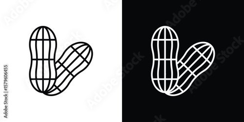 Peanut icon vector symbols pack in black and white lines