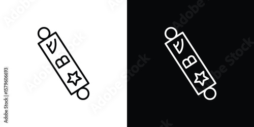 Mezuzah icon vector symbols pack in black and white lines