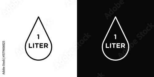 Liter icon vector symbols pack in black and white lines