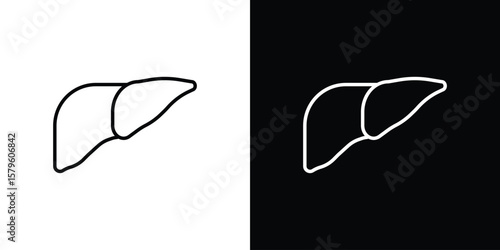 Liver icon vector symbols pack in black and white lines