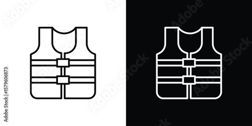 Lifejacket icon vector symbols pack in black and white lines