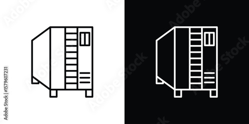 Infrared heat cabin icon vector symbols pack in black and white lines
