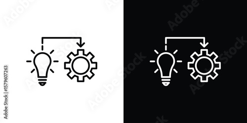 Implementation icon vector symbols pack in black and white lines