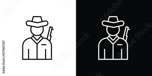 Hunter icon vector symbols pack in black and white lines