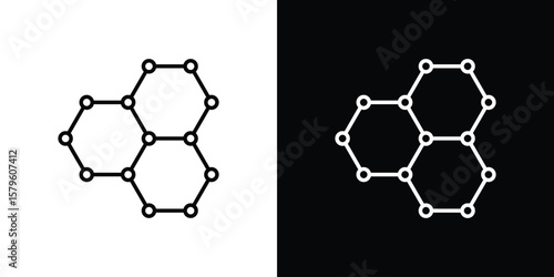 Graphene icon vector symbols pack in black and white lines