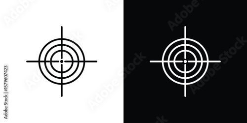 Gun target icon vector symbols pack in black and white lines