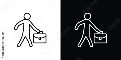 Going to work icon vector symbols pack in black and white lines