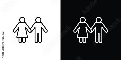 Girlfriend icon vector symbols pack in black and white lines