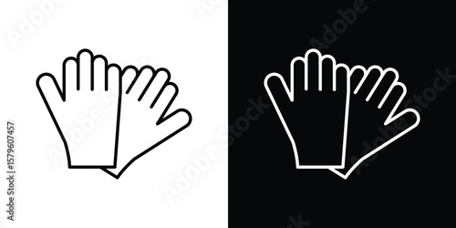 Gloves icon vector symbols pack in black and white lines