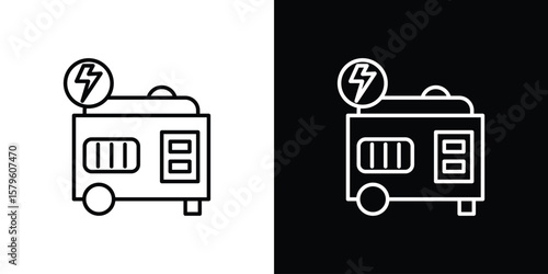 Generator icon vector symbols pack in black and white lines