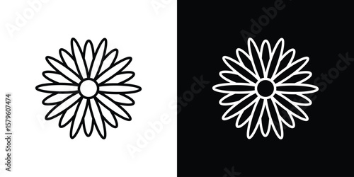 Gerbera icon vector symbols pack in black and white lines