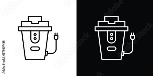 Garbage disposal icon vector symbols pack in black and white lines