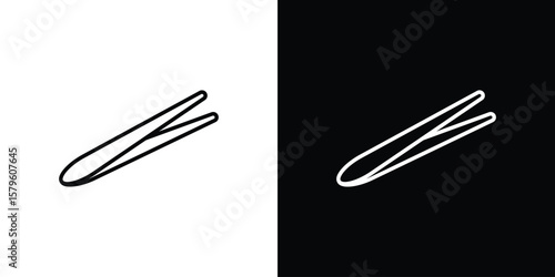 Eyebrow tweezers icon vector symbols pack in black and white lines