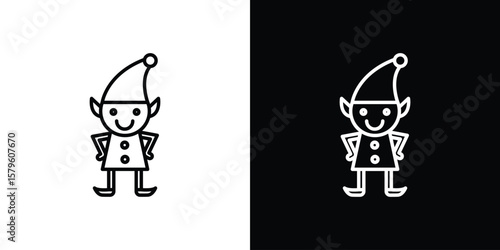 Elf icon vector symbols pack in black and white lines