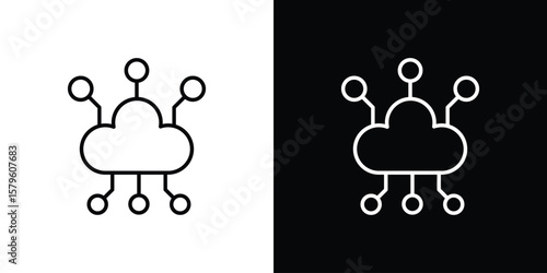 edge computing icon vector symbols pack in black and white lines