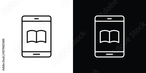 Ebook icon vector symbols pack in black and white lines