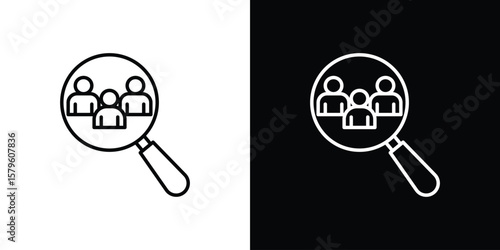 Demographics icon vector symbols pack in black and white lines