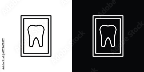 Dental X ray icon vector symbols pack in black and white lines