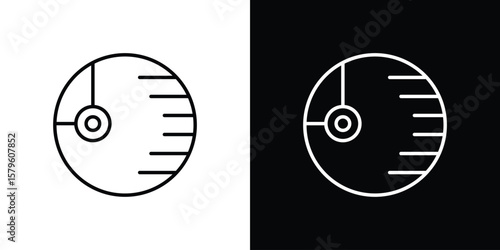 Death star icon vector symbols pack in black and white lines