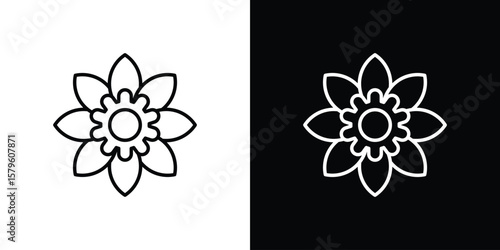 Daffodil icon vector symbols pack in black and white lines
